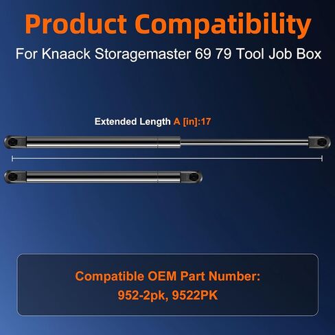 Euplokeer C1610171 17in 120lb/534N Lift Support Gas Shock Strut for Heavy Duty Toolbox RV Bed Door, Leer Camper Shell Window, Snugtop Truck Pickup Topper Door Cap Canopy, Pack of 2PCS in Saudi Arabia