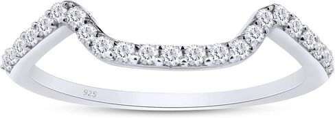 SAVEARTH DIAMONDS 1/5 Carat Round Cut Lab Created Moissanite Diamond Curved Wedding Band Ring In 14K Gold Plated 925 Sterling Silver Jewelry (Clarity : VVS1, 0.20 Ct) in Saudi Arabia