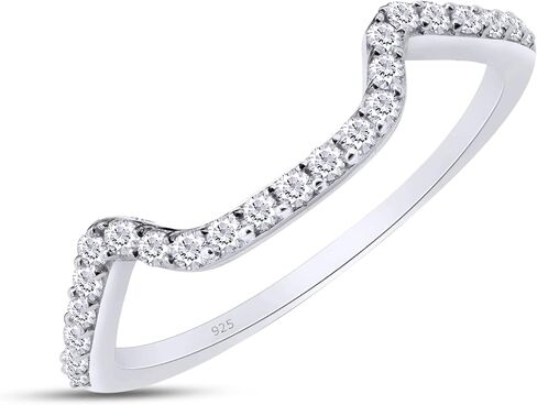 SAVEARTH DIAMONDS 1/5 Carat Round Cut Lab Created Moissanite Diamond Curved Wedding Band Ring In 14K Gold Plated 925 Sterling Silver Jewelry (Clarity : VVS1, 0.20 Ct) in Saudi Arabia