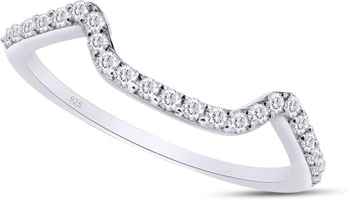 SAVEARTH DIAMONDS 1/5 Carat Round Cut Lab Created Moissanite Diamond Curved Wedding Band Ring In 14K Gold Plated 925 Sterling Silver Jewelry (Clarity : VVS1, 0.20 Ct) in Saudi Arabia