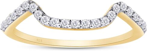 SAVEARTH DIAMONDS 1/5 Carat Round Cut Lab Created Moissanite Diamond Curved Wedding Band Ring In 14K Gold Plated 925 Sterling Silver Jewelry (Clarity : VVS1, 0.20 Ct) in Saudi Arabia