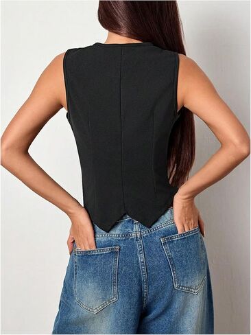 Milumia Women's Button Front Blazer Sester Sliveless v Dist Tops Leg Nevely in Saudi Arabia