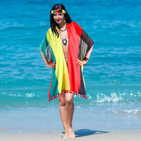 Hicarer 5 Pcs Juneteenth Jamaican Cover Ups for Women Black History Reggae Jewelry Set African Accessories Beach Sexy Outfits in Saudi Arabia