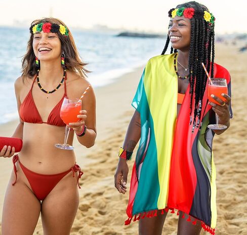 Hicarer 5 Pcs Juneteenth Jamaican Cover Ups for Women Black History Reggae Jewelry Set African Accessories Beach Sexy Outfits in Saudi Arabia