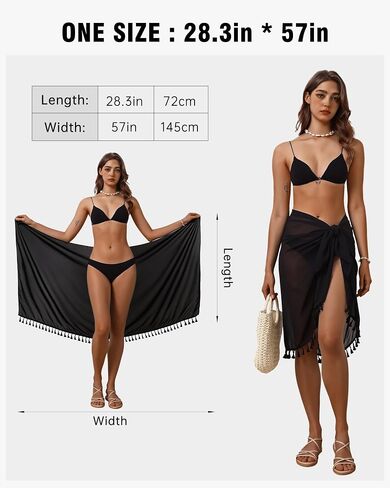 Eicolorte Women Beach Sarong Bathing Suit Cover Up Tassels Swimsuit Cover Ups for Swimwear in Saudi Arabia