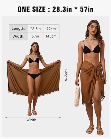 Eicolorte Women Beach Sarong Bathing Suit Cover Up Tassels Swimsuit Cover Ups for Swimwear in Saudi Arabia
