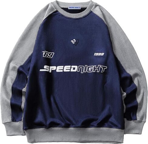 Aelfric Eden Oversized Sweatshirt Vintage Crewneck Sweatshirts Casual Long Sleeve Suede Pullover in Saudi Arabia