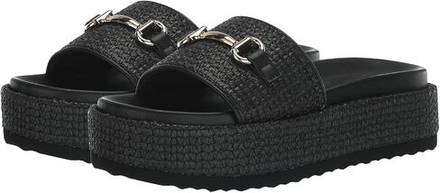 Raffia Platform Sandals for Women Raffia Espadrilles Slides Comfortable Open Toe Slip On Summer Beach Slides Sandals in Kuwait