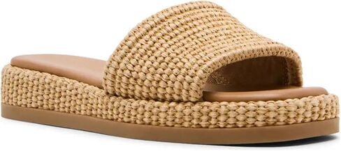 Raffia Platform Sandals for Women Raffia Espadrilles Slides Comfortable Open Toe Slip On Summer Beach Slides Sandals in Kuwait
