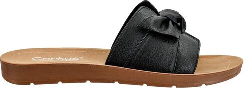 Corkys Footwear Women's Rock The Bowt Sandal - Comfortable And Cushioned Insoles, Wide Strap with Bow, Open Toe Design, Easy And Convenient Slip-On Design in Saudi Arabia