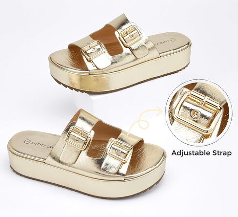 LUCKY STEP Women's Platform Slide Sandals Braided Adjustable Strap Flat Open Toe Summer Casual Shoes Beach Outdoor Wedge Woven Slipper in Saudi Arabia