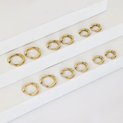 6 أزواج أقراط فضية صغيرة من الفضة للنساء ، وأقراط Huggie Huggie Hypoallergenic 14k مطلي بالذهب غير القابل للصدأ المقعدة للآذان الحساسة ، وأقراط حلزون الغضروف الصغيرة لمجوهرات متعددة 6 ملم 10 ملم 10 ملم in Kuwait