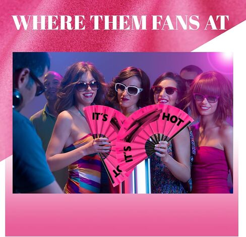Blulu 2 Pcs Large Folding Fans for Line Dancing for Women Men Big Silk Clack Popping Fans Foldable for Line Dancing Make Large Sounds Boots on The Ground Fan(Rose Red, Black) in Saudi Arabia