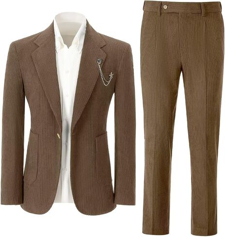 Men's Suits Corduroy 2 Piece Slim Fit One Botton Tuxedo Wedding Suit for Men Formal Blazer Suit for Prom Party in Saudi Arabia