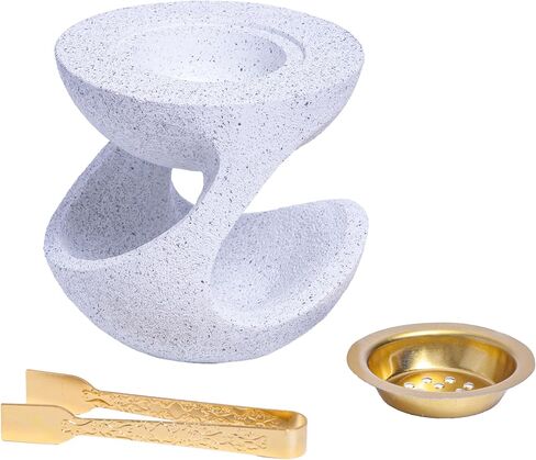 Bakhoor Burner Frankincense Resin Incense Burner for Charcoal with Tong, for Yoga Spa Aromatherapy Meditation, Home Office Decor (Black) in Kuwait