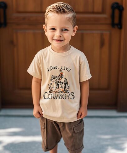 Toddler Boys Long Live Cowboys T Shirts Summer Cowboy Western Rodeo Graphic Short Sleeve Tees Tops in Saudi Arabia