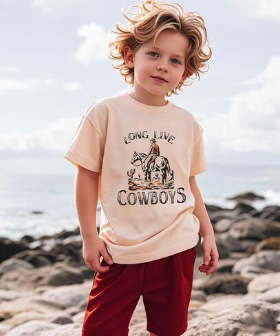Toddler Boys Long Live Cowboys T Shirts Summer Cowboy Western Rodeo Graphic Short Sleeve Tees Tops in Saudi Arabia