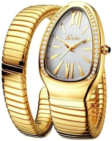 Classic Snake Shape Watch for Women Gold Silver Scaleable Bracelet Womens Watches Bling Diamonds Quartz Ladies Wristwatch in Saudi Arabia