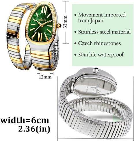 Classic Snake Shape Watch for Women Gold Silver Scaleable Bracelet Womens Watches Bling Diamonds Quartz Ladies Wristwatch in Saudi Arabia