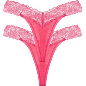Women Lace Thong 2 Pack Bikini Brief Underwear