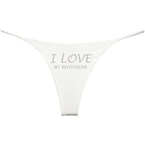 I Love My Boyfriend Women's Thong White (Pack of 1)