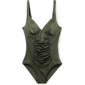 Woman's Shiny Satin Slimming One Piece Swimsuit