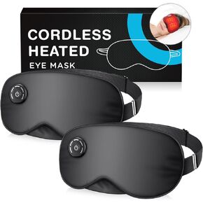 Heated Eye Mask Cordless,USB Eyes Heating Pad,Mask with Temperature Control,Electric Warm Eye Compress for Dry Eyes,Blepharitis,Chalazion,Gift for Men Women(2Packs)