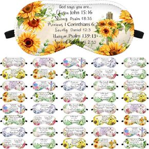 50 Pcs Church Eye Mask Bulk Gifts Blindfold Christian Religious Mother Day Inspirational Bible Verse Sleep Mask with Adjustable Strap for Church Travel Sleep Party Supplies