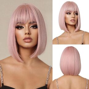 Ombre Blonde Wigs for Women Medium Length Long Straight Wig with Bangs Synthetic Hair Heat Resistant Wigs for Everyday Party Cosplay Wear