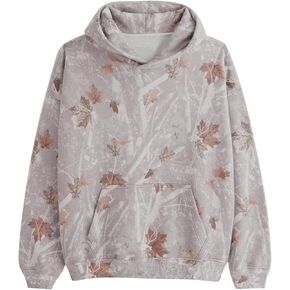 Womens Camo Maple Leaf Hoodie Oversized Lightweight Printed Fleece Hooded Sweatshirt with Pocket