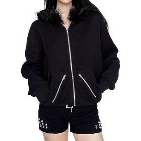 y2k zip up hoodie fur fur stack stack