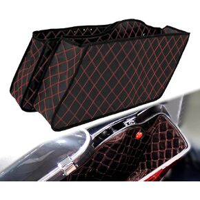 Saddlebag Liners Carpet Insert with White Stitching for Non-Stretched Non-Tapered Hard Saddlebags Fit for Harley Touring Road King Road Glide Street Glide Electra Glide 1993-2013