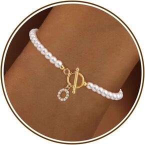 Btysun Initial Bracelets for Women, Mom Gifts for Mothers Day Pearl Bracelet Best Friend Birthday Gifts for Women Letter A-Z Gold Bracelets Graduation Gifts for Her 2025 Anniversary Christmas Jewelry