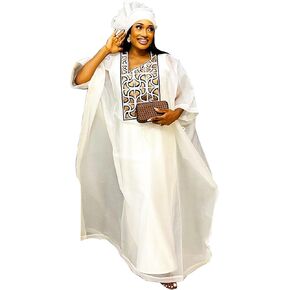 TIDOIRSA African Dresses for Women Elegant, African Clothes Embroideried Plus Size Party Wedding Dresses