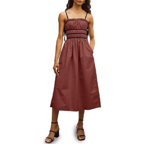 Wenrine Women Summer Spaghetti Strap Bress Dress Alcyfeless Tie Sundress A Sundress A Line Vacation Beach Midi Dresses in Kuwait