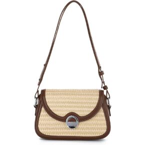 Oweisong Straw Beach Bag for Women Summer Purse Woven Vacation Handbags Leather Wicker Crossbody Bag for Spring 2025