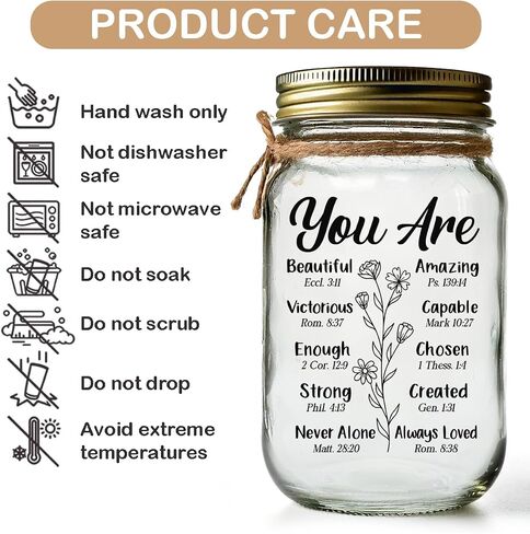 Mothers Day Mason Jars Night Light, Christian Birthday Gifts for Women Mom Sister, Mason Jars 16 Oz 10 LEDs Home Decor, Religious Inspirational Gifts for Her Friend Coworker in Saudi Arabia