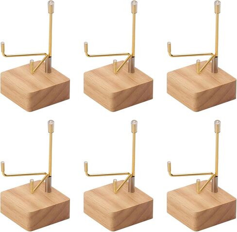 Rock Display Stand with Wooden Base, Adjustable Metal Arms Display Stands Crystal Display Stand Small Rock Collection Display Mineral Display Easel for Crystal Gemstones Geodes Fossils (Wooden Color) in Saudi Arabia