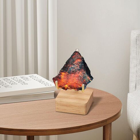 Rock Display Stand with Wooden Base, Adjustable Metal Arms Display Stands Crystal Display Stand Small Rock Collection Display Mineral Display Easel for Crystal Gemstones Geodes Fossils (Wooden Color) in Saudi Arabia