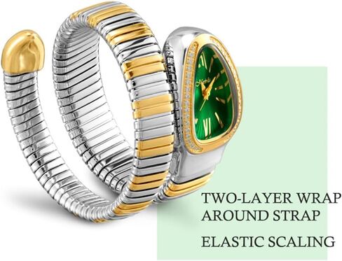 Classic Snake Shape Watch for Women Gold Silver Scaleable Bracelet Womens Watches Bling Diamonds Quartz Ladies Wristwatch in Saudi Arabia