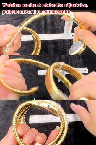 Classic Snake Shape Watch for Women Gold Silver Scaleable Bracelet Womens Watches Bling Diamonds Quartz Ladies Wristwatch in Saudi Arabia