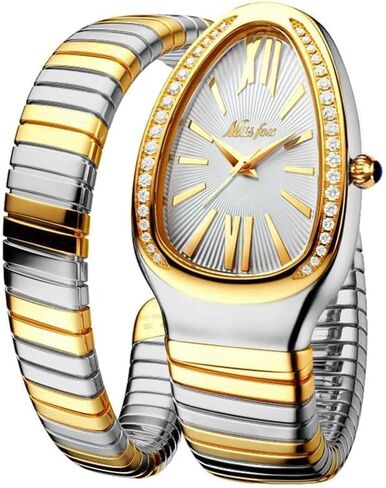 Classic Snake Shape Watch for Women Gold Silver Scaleable Bracelet Womens Watches Bling Diamonds Quartz Ladies Wristwatch in Saudi Arabia