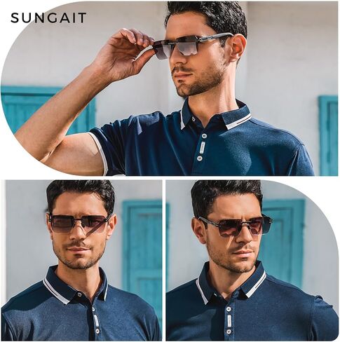 Sungait Rimless Rectangle نظارات شمسية مربعة ظلال بدون إطار للرجال للنساء Y2K حماية UV خمر in Kuwait