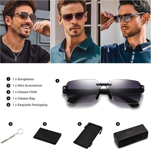 Sungait Rimless Rectangle نظارات شمسية مربعة ظلال بدون إطار للرجال للنساء Y2K حماية UV خمر in Kuwait