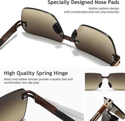 Sungait Rimless Rectangle نظارات شمسية مربعة ظلال بدون إطار للرجال للنساء Y2K حماية UV خمر in Kuwait