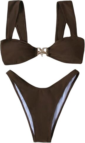 Milumia Women's Bikini Sets Two Piece Swimsuit Wide Strap Tie Back High Cut Starfish Bathing Suit in Saudi Arabia
