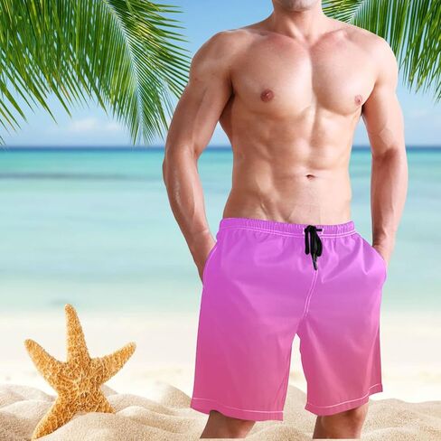 Magenta Purple Fuchsia Men's Beach Shorts Swim Trunks Quick Dry Swim Board shorts With Pockets L in Saudi Arabia