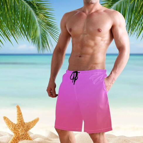 Magenta Purple Fuchsia Men's Beach Shorts Swim Trunks Quick Dry Swim Board shorts With Pockets L in Saudi Arabia