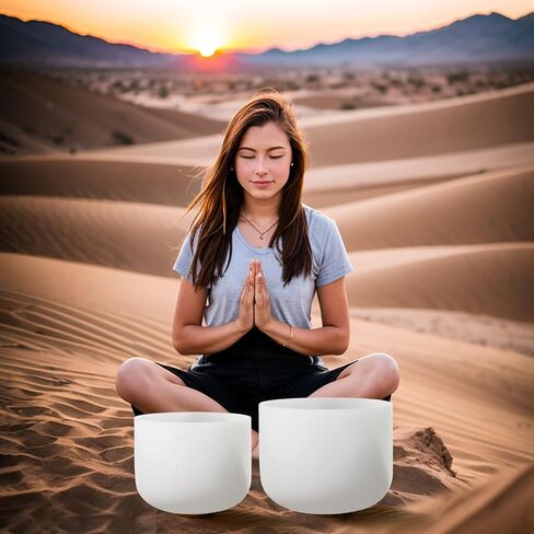 Couple of 2 PCS Yin and Yang Crystal Singing Bowl Set 8 Inch Black and 10 Inch White Mutual Attraction Bowls in Kuwait