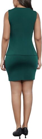 Womens Summer 2 Piece Outfits Summer Sleevevless Scoop Neck Blazer Vest Mini Skirt Dress Sets Matching Work Sets in Kuwait